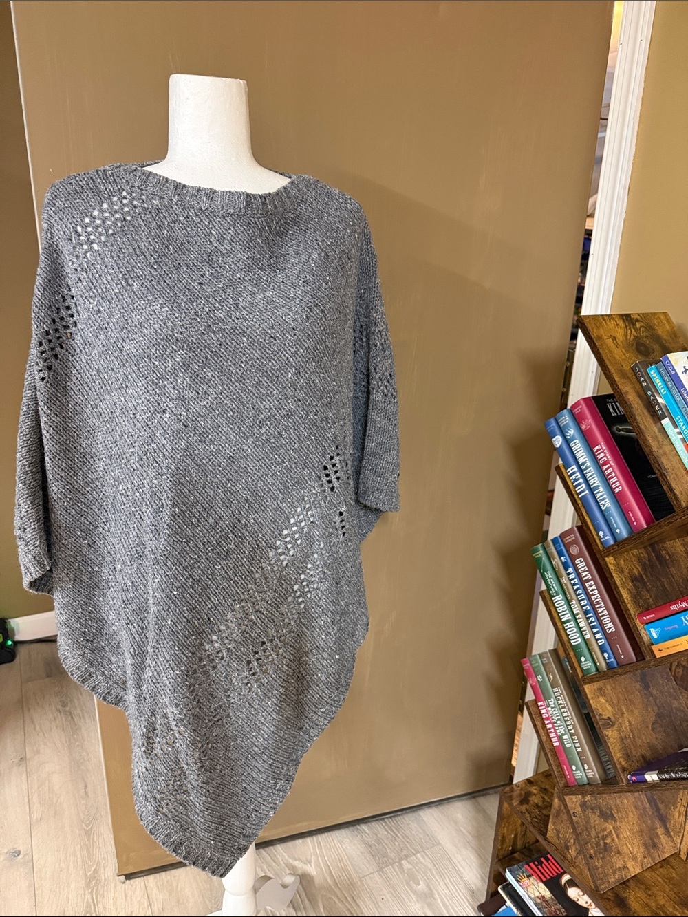 G.H. Bass & Co. Gray Knit Poncho Sweater